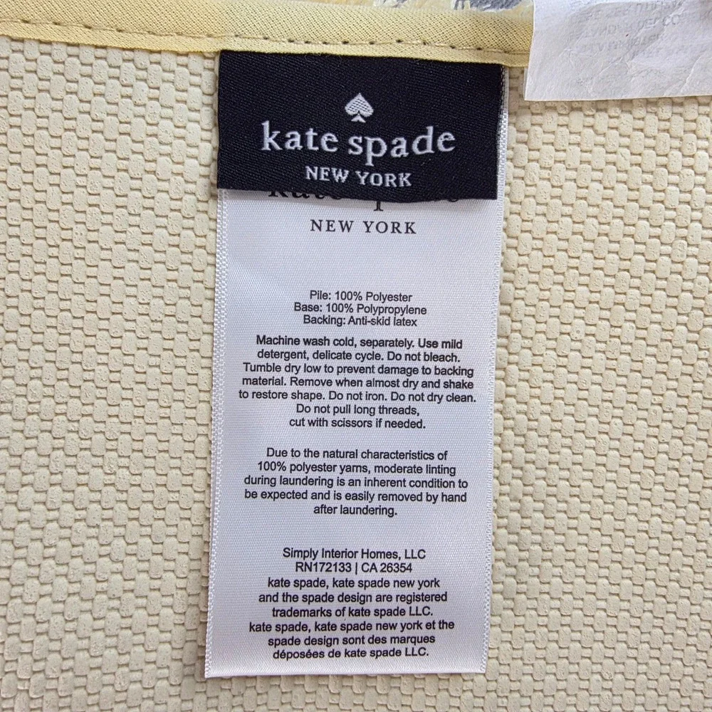NWT Kate Spade Bath Rug 20x32 Yellow Shaggy Plush Anti-Skid‎ Mat